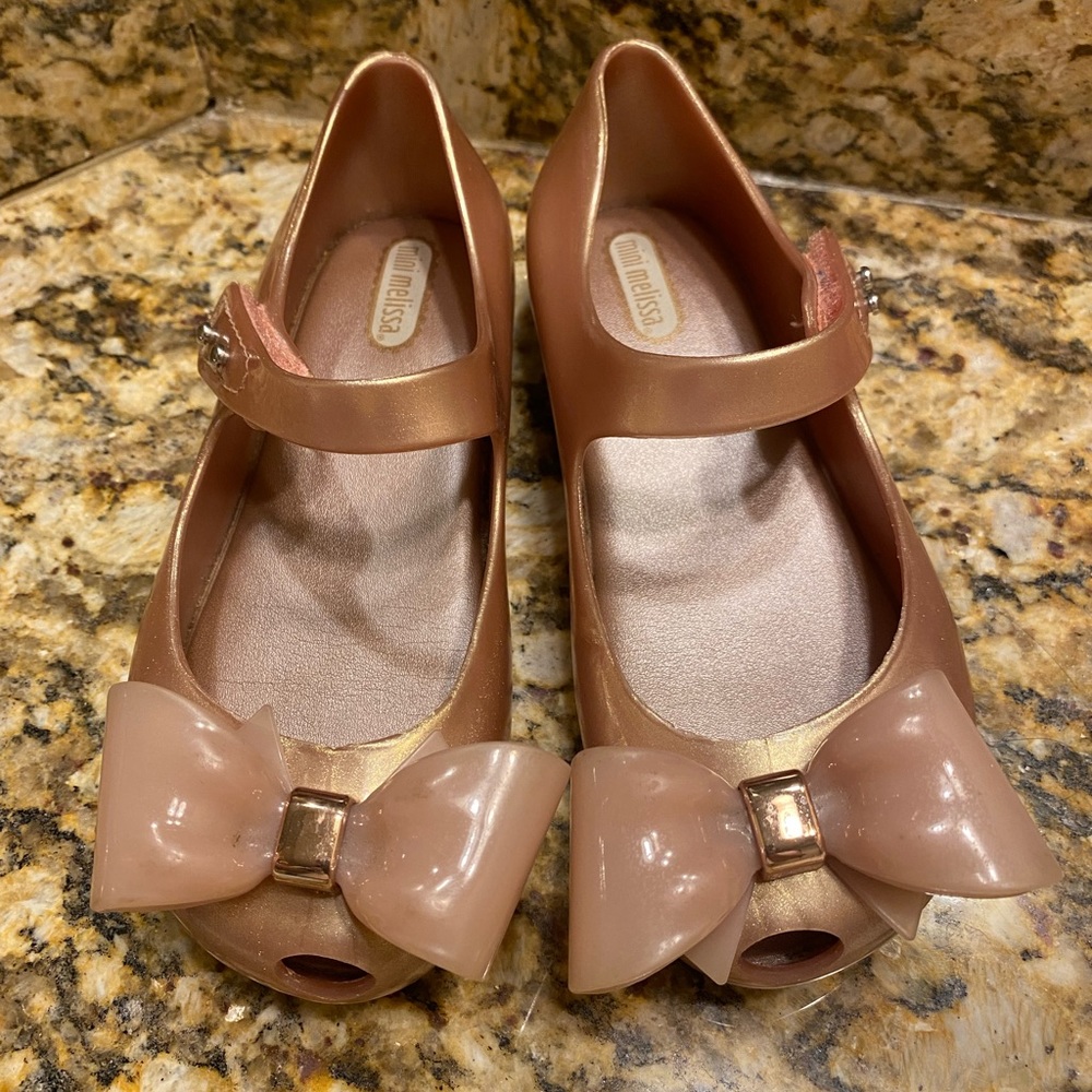 Mini Melissa Rose Gold Bow Jelly Mary Jane